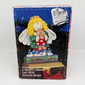 Vintage 1995 New in Box Heavenly Hannah Angel Stocking Holder Hook Handmade